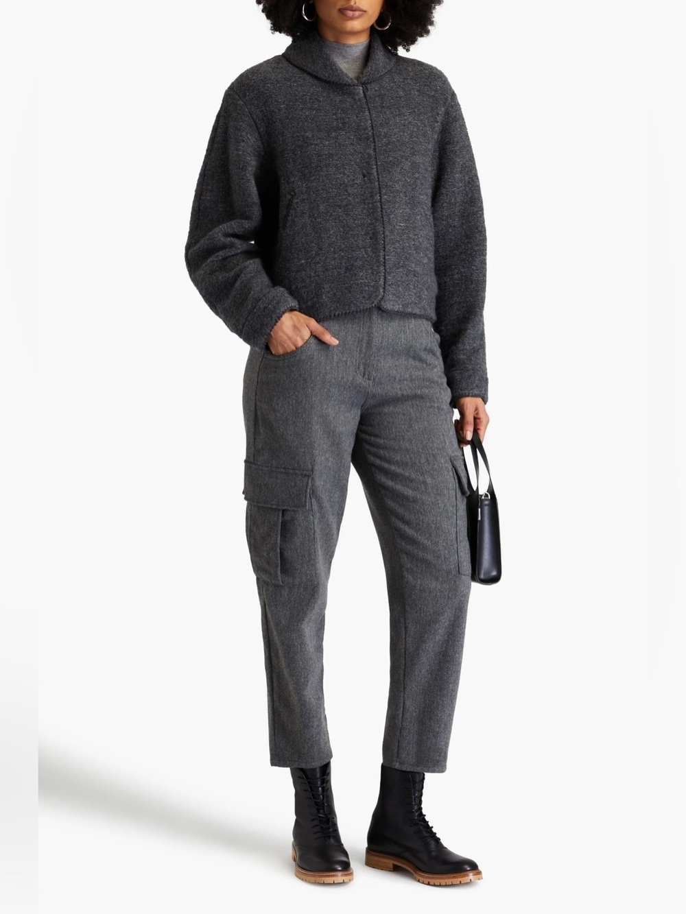 Le17Septembre Melange Knit Button-Front Jacket Small